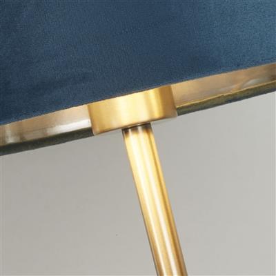 Finn USB Table Lamp - Satin Nickel Metal & Teal Velvet Shade
