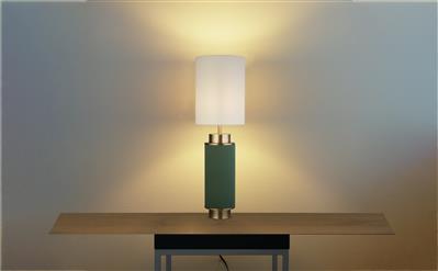 Flask Table Lamp - Dark Green & Antique Brass, White Shade