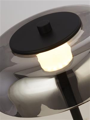 Frisbee Table Lamp - Black Metal & Smoked Glass