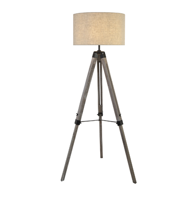 Easel Floor Lamp - Light Wood & Ceeam Linen Shade