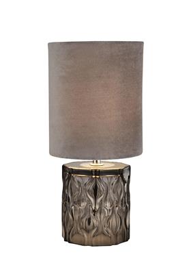 Julia Table Lamp - Smoked Glass & Grey Suede Shade