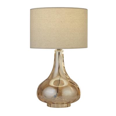 x Torino Table Lamp - Amber Glass With Linen Shade