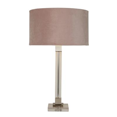Scarborough Table Lamp - Crystal, Satin Nickel & Pink Velvet