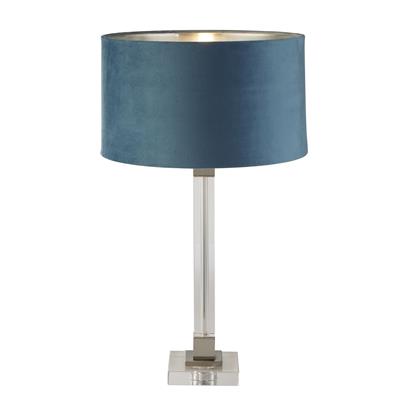 Scarborough Table Lamp - Crystal Nickel & Teal Velvet Shade