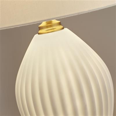 Lux & Belle Dual Lit Table Lamp -White Ceramic/Antique Brass