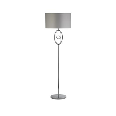 Loopy Floor Lamp - Chrome & Oval Silver Faux Silk Shade