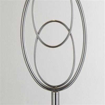 Loopy Floor Lamp - Chrome & Oval Silver Faux Silk Shade
