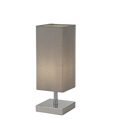 Square Base Lamp - Chrome & Light Grey Shade