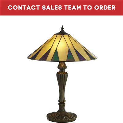 Charleston Tiffany Table Lamp-Antique Brass & Stained Glass