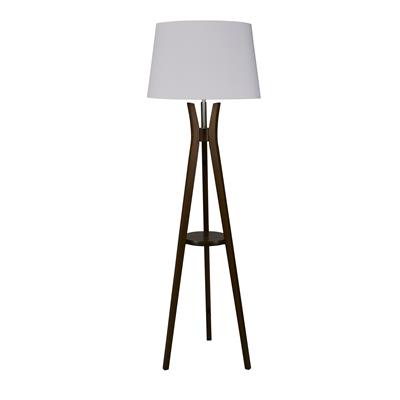 Tripod Floor Lamp - Dark Wood & White Shade