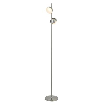 Tully 2Lt Floor Lamp - Satin Silver Metal & Frosted Shade