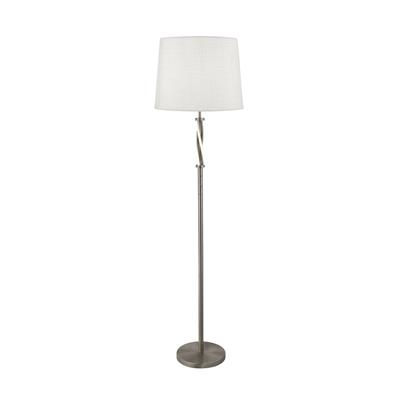 Vegas LED Floor Lamp - Satin Silver & Ivory Hessian Shade