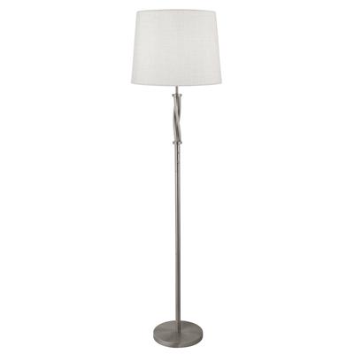 Vegas LED Floor Lamp -  Satin Silver & Ivory Hessian Shade