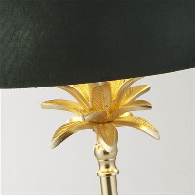 Palm Table Lamp - Satin Brass & Green Velvet Shade