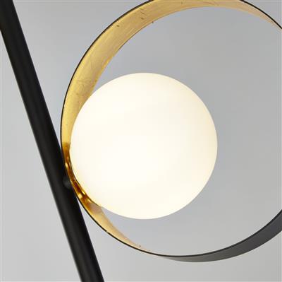 Orbital 3LT Floor Lamp - Matt Black & Gold Leaf, Opal Glass
