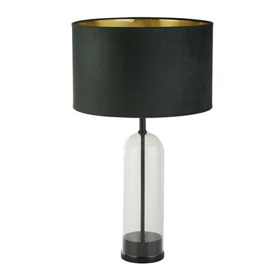 Oxford Table Lamp -Glass, Black Metal, Marble & Green Shade