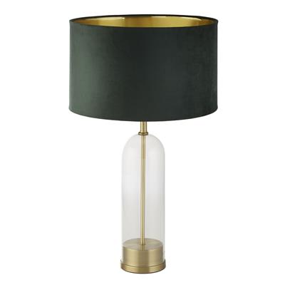 Oxford Table Lamp - Glass, Brass, Green Velvet Shade