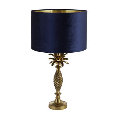 Lux & Belle Pineapple Table Lamp with Navy Velvet Shade