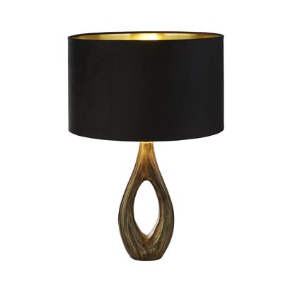 Bucklow Table Lamp - Antique Brass & Black Velvet Shade