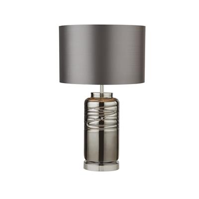 Ellie Table Lamp - Column Ridged Glass Base & Grey Shade
