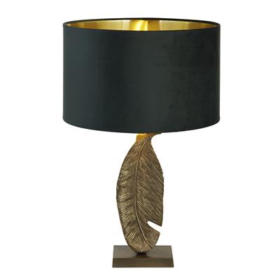 Lux & Belle Leaf Table Lamp - Antique Brass & Green Shade