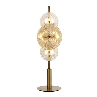 Wagon Wheel 6Lt Table Lamp, Bronze with Clear and Amber Glas