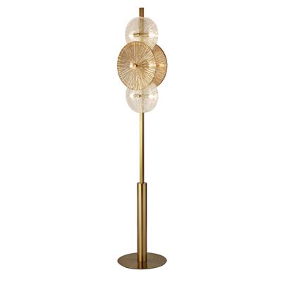 Wagon Wheel 6Lt Floor Lamp - Bronze, Clear & Amber Glass