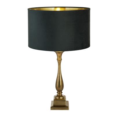 Lux & Belle Candlestick Table- Antique Brass & Green Shade