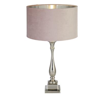 Lux & Belle Candlestick Table Lamp - Chrome & Pink Shade