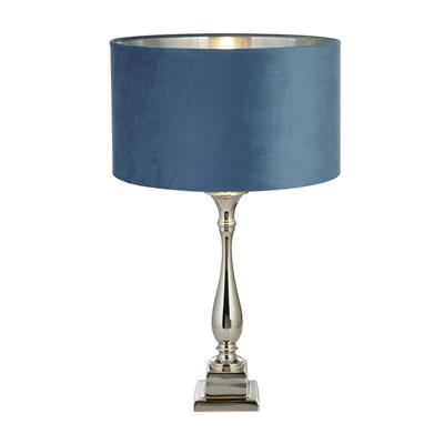 Lux & Belle Candlestick Table Lamp - Chrome & Teal Shade