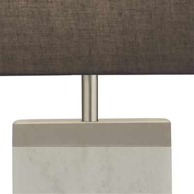 Naomi Table Lamp - Satin Nickel, White Marble & Grey Shade