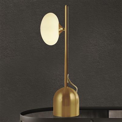 Pebble Table Lamp - Gold & White Oval Glass