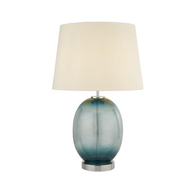 Lux & Belle Table Lamp - Teal Glass & White Fabric Shade