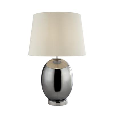 Lux & Belle Table Lamp - Smoked Glass, Chrome & White Shade