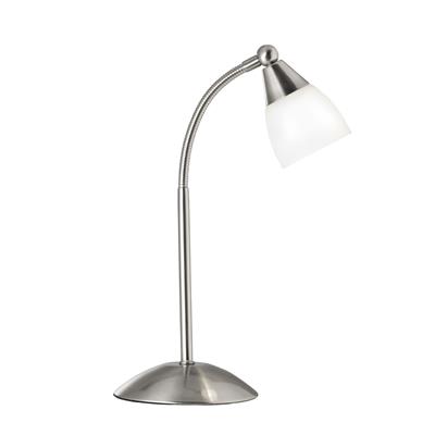 Touch Table Lamp- Satin Silver Base & Glass Shade