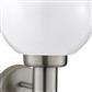 Orb Lantern Outdoor Wall Light- Stainless Steel, White Shade