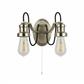 Olivia 2Lt Wall Light - Satin Silver & Braided Black Cable
