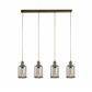 Pipes  4Lt Bar Pendant - Antique Brass Metal & Seeded Glass