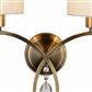 Alberto 2Lt Wall Light - Antique Brass & Linen Shades