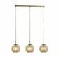 Balls 3Lt Bar Ceiling Pendant - A Brass & Amber Glass