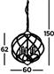 Flow 5Lt Ceiling Pendant - Black Metal & Satin Brass