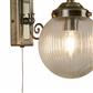 Belvue Wall Light -Antique Brass & Clear Globe Shade, IP44