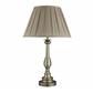 Flemish Table Lamp - Antique Brass Metal, Grey Pleated Shade