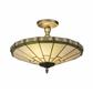 New York 2Lt Semi-Flush Ceiling Light- Brass & Stained Glass