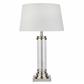Pedestal Table Lamp - Satin Silver, Glass & Cream Fabric
