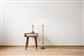 Pedestal Floor Lamp -Clear Glass, Antique Brass, Cream Shade