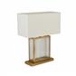 Clarendon Table Lamp - Tempered Glass, Brass & Velvet Shade