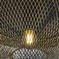 Honeycomb Flush Ceiling Light - Black Metal & Gold Mesh