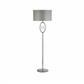 Loopy Floor Lamp- Chrome Metal & Oval Silver Faux Silk Shade