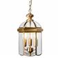 Bevelled Lantern 3Lt Domed Pendant - Antique Brass & Glass